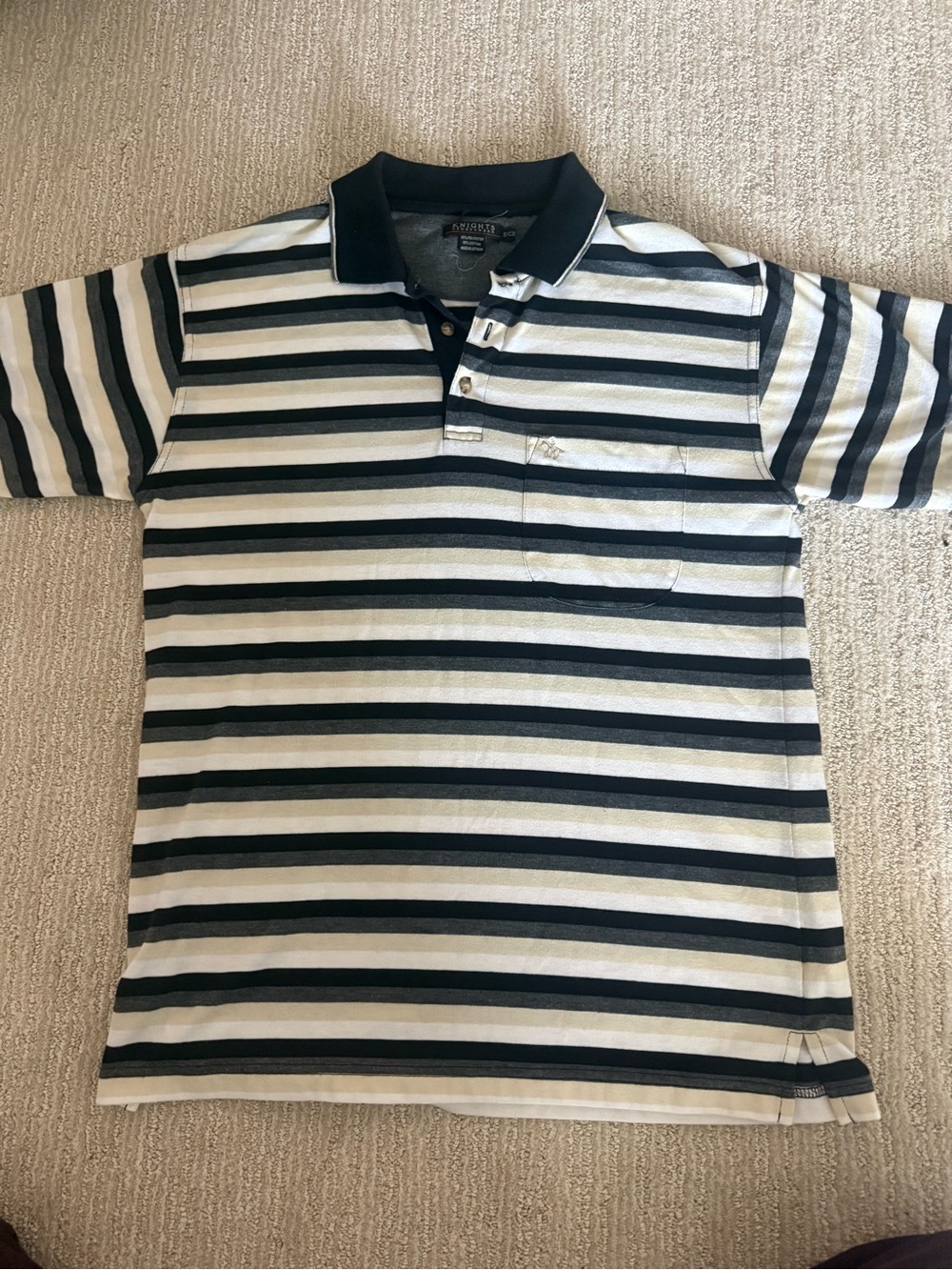 Knights Apparel Black and White Striped Polo Shirt